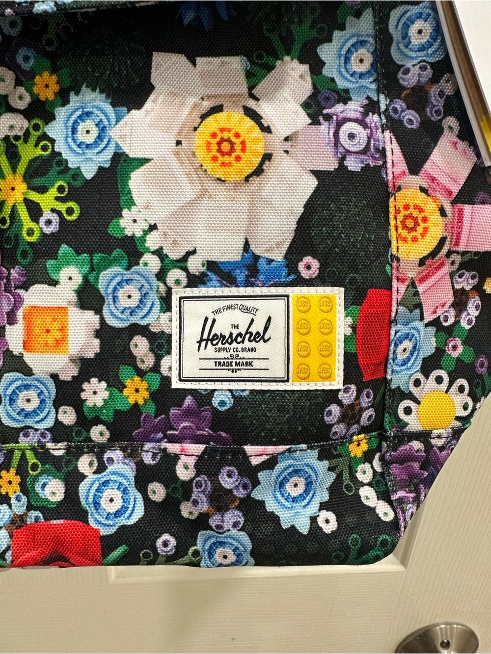 Herschel Supply Company Black Lego Floral Multicolor Tote - Picture 6 of 6